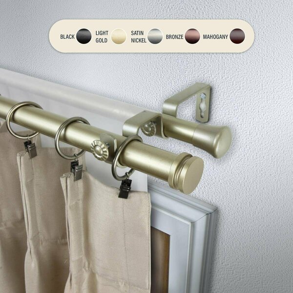 Kd Encimera 1 in. Cap Double Curtain Rod with 48 to 84 in. Extension, Light Gold KD3739893